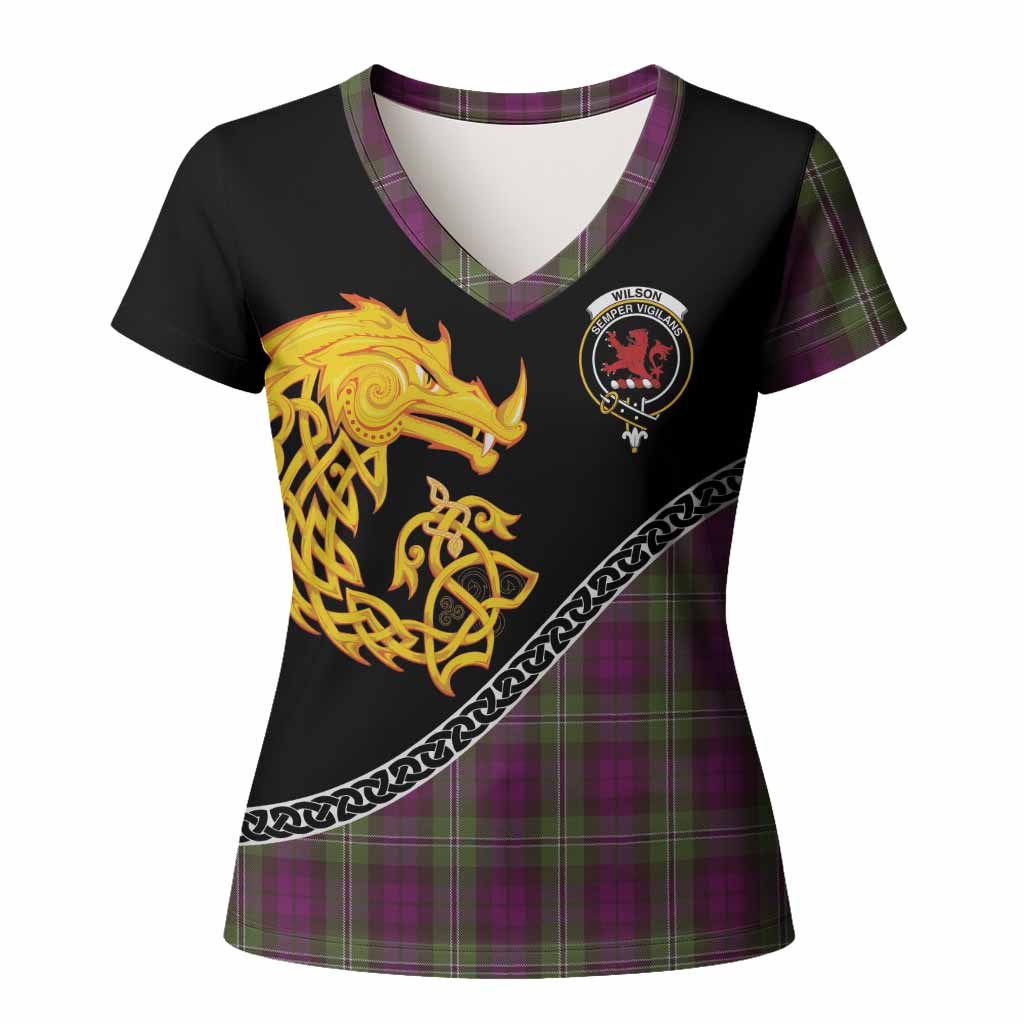 Wilson Tartan Crest Women T shirt Legendary Dragon Knot Half Style