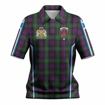 Wilson Tartan Crest Women’s Polo Sweater Top Scotland Coat of Arm Flag Style