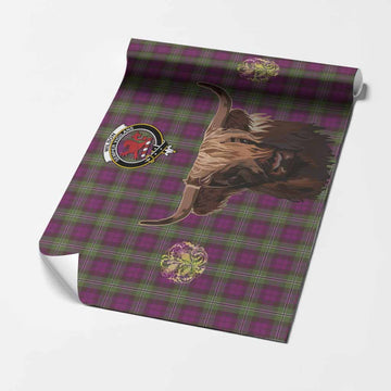 Wilson Tartan Crest Wrapping Paper Scotland Heilan Coo Tartan Seamless Style