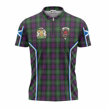 Wilson Tartan Crest Zipper Polo Shirt Scotland Coat of Arm Flag Style - Tartan Vibes Clothing