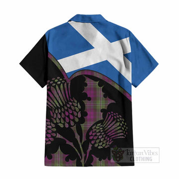 Wilson Tartan Family Crest Cotton Hawaiian Shirt Scotland Thistle Floral Flag Style