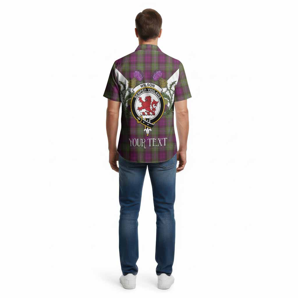 Wilson Tartan Family Crest Cotton Hawaiian Shirt Scottish Burns Night Thistle Floral