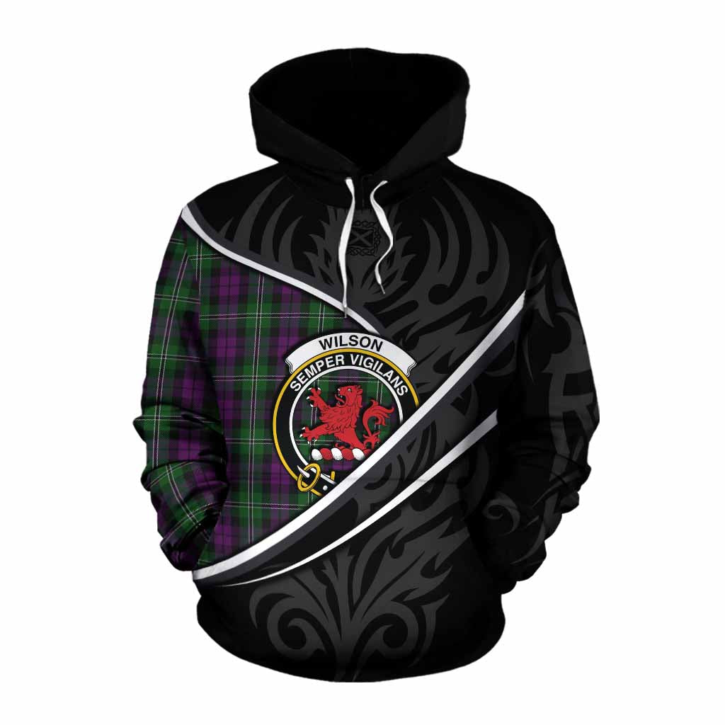 Wilson Tartan Family Crest Cotton Hoodie Celtic Scottish Thistle Floral - Tartan Vibes Clothing
