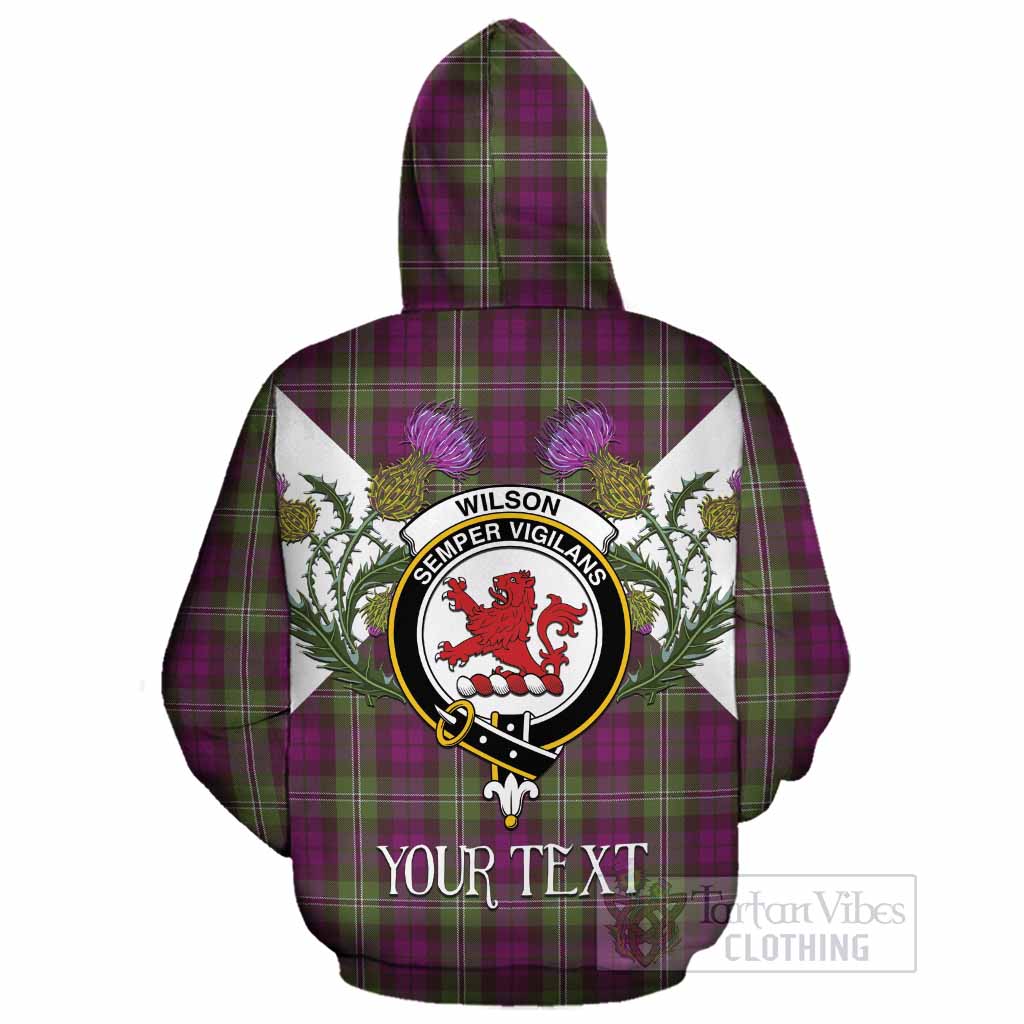 Wilson Tartan Family Crest Cotton Hoodie Scottish Burns Night Thistle Floral