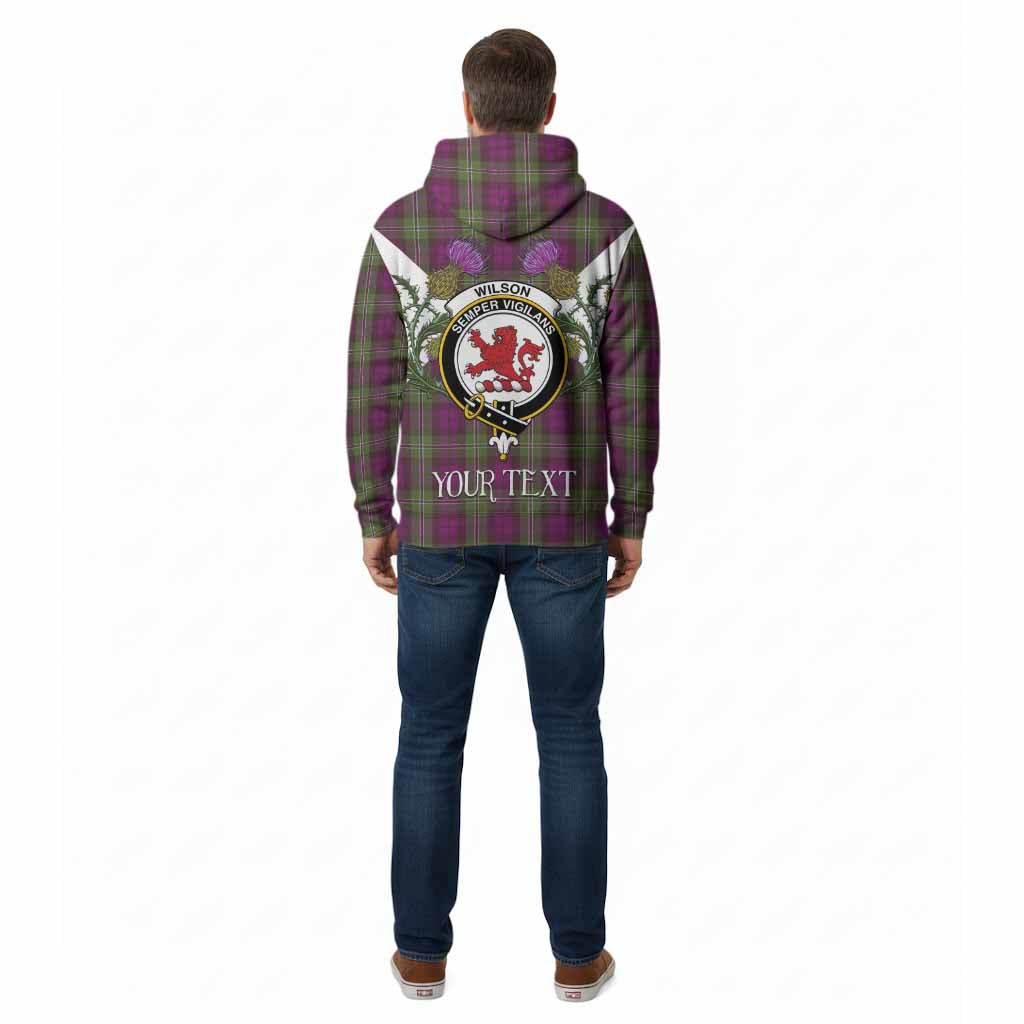 Wilson Tartan Family Crest Cotton Hoodie Scottish Burns Night Thistle Floral