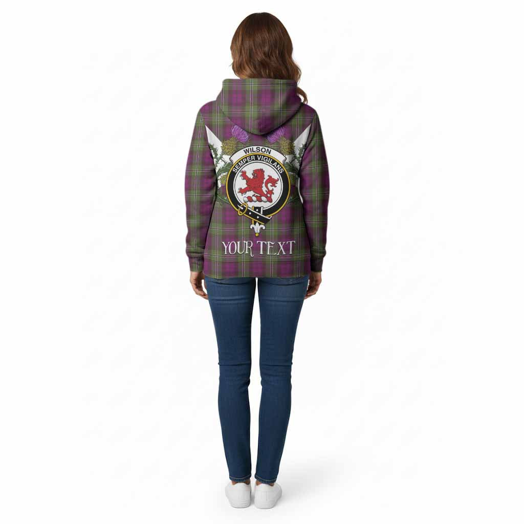 Wilson Tartan Family Crest Cotton Hoodie Scottish Burns Night Thistle Floral