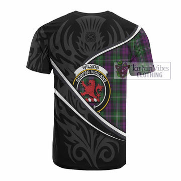 Wilson Tartan Family Crest Cotton T-shirt Celtic Scottish Thistle Floral