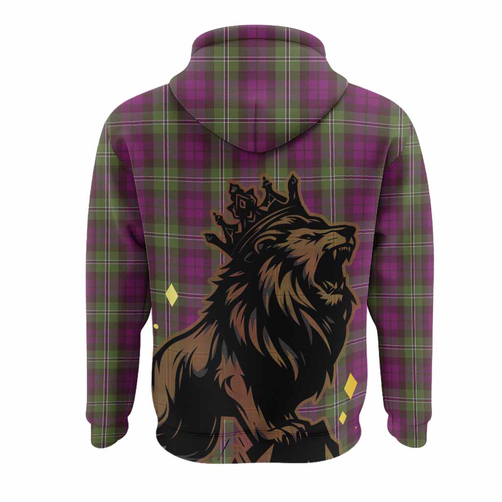 Wilson Tartan Family Crest Hoodie Crowned Lion Roaring