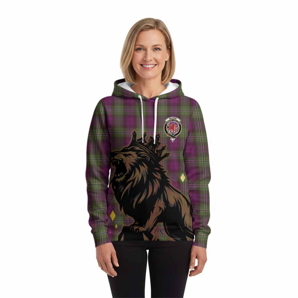 Wilson Tartan Family Crest Hoodie Crowned Lion Roaring