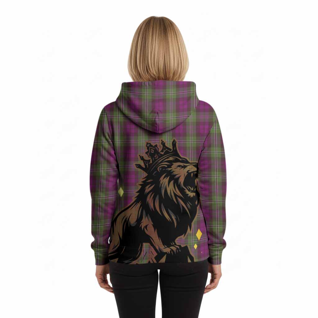 Wilson Tartan Family Crest Hoodie Crowned Lion Roaring