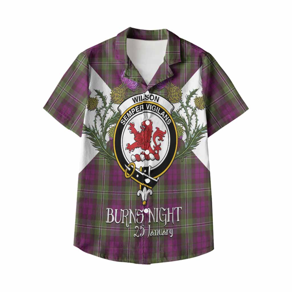 Wilson Tartan Family Crest Kid Hawaiian Shirt Scottish Burns Night Thistle Floral