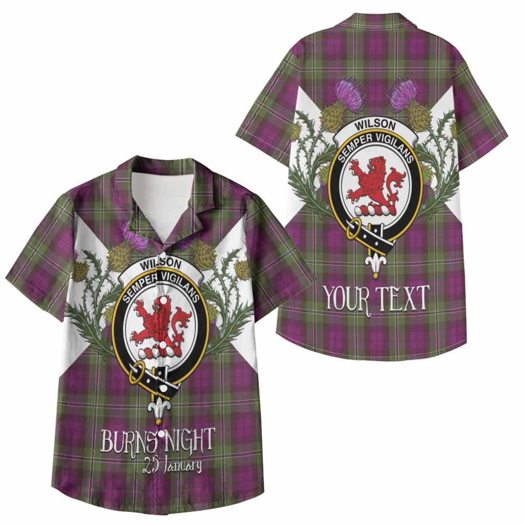 Wilson Tartan Family Crest Kid Hawaiian Shirt Scottish Burns Night Thistle Floral