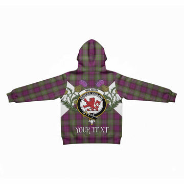 Wilson Tartan Family Crest Kid Hoodie Scottish Burns Night Thistle Floral