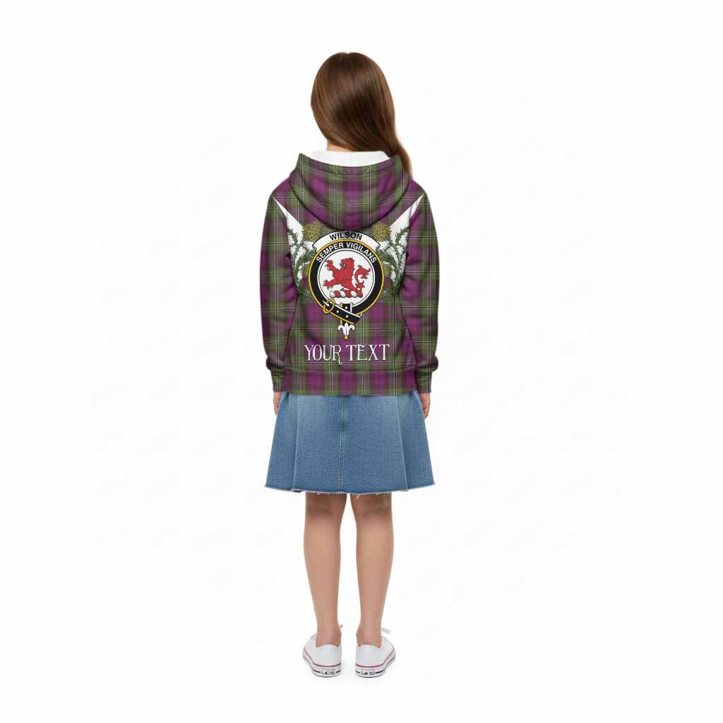 Wilson Tartan Family Crest Kid Hoodie Scottish Burns Night Thistle Floral