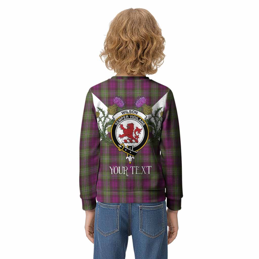 Wilson Tartan Family Crest Kid Knitted Sweatshirt Scottish Burns Night Thistle Floral