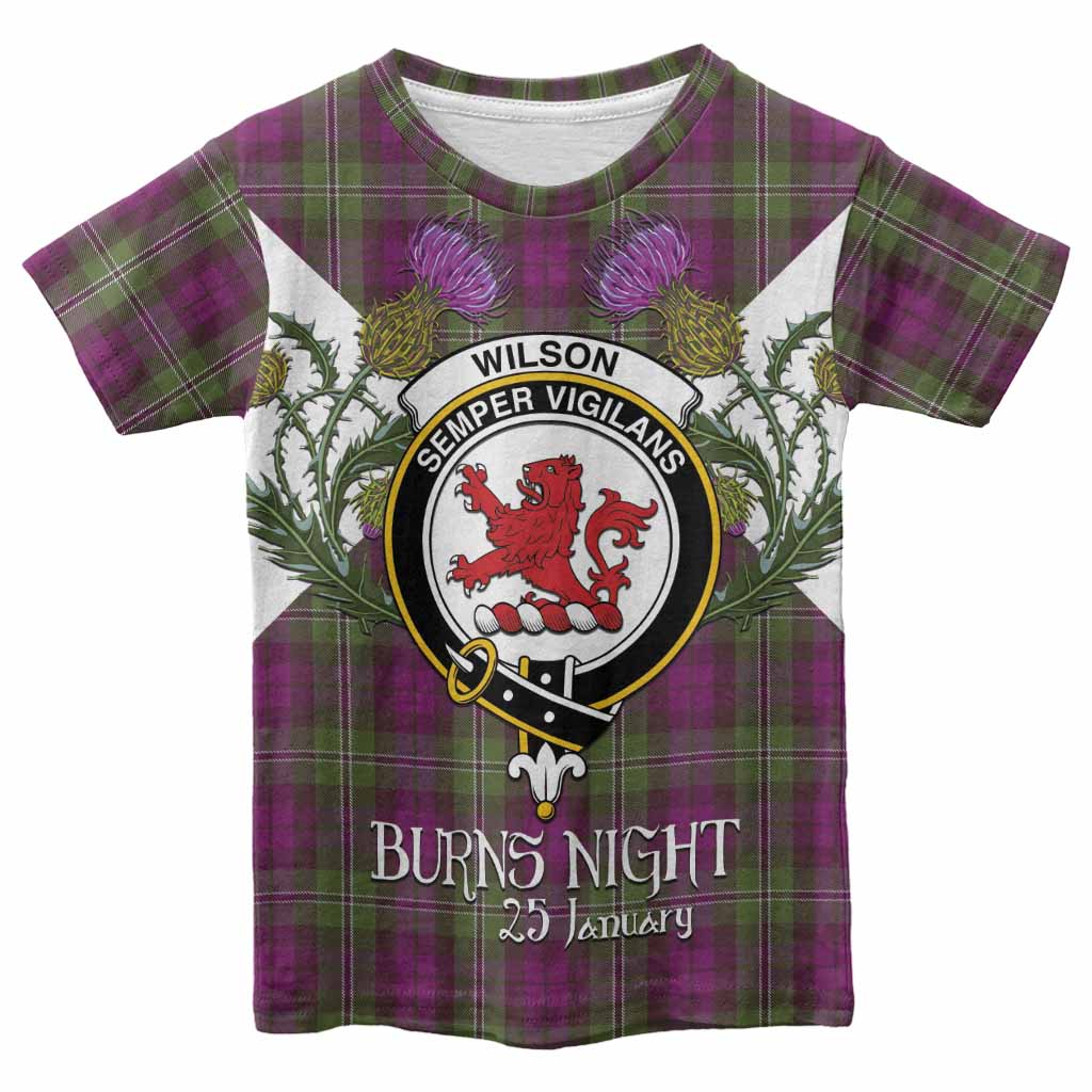 Wilson Tartan Family Crest Kid T-shirt Scottish Burns Night Thistle Floral