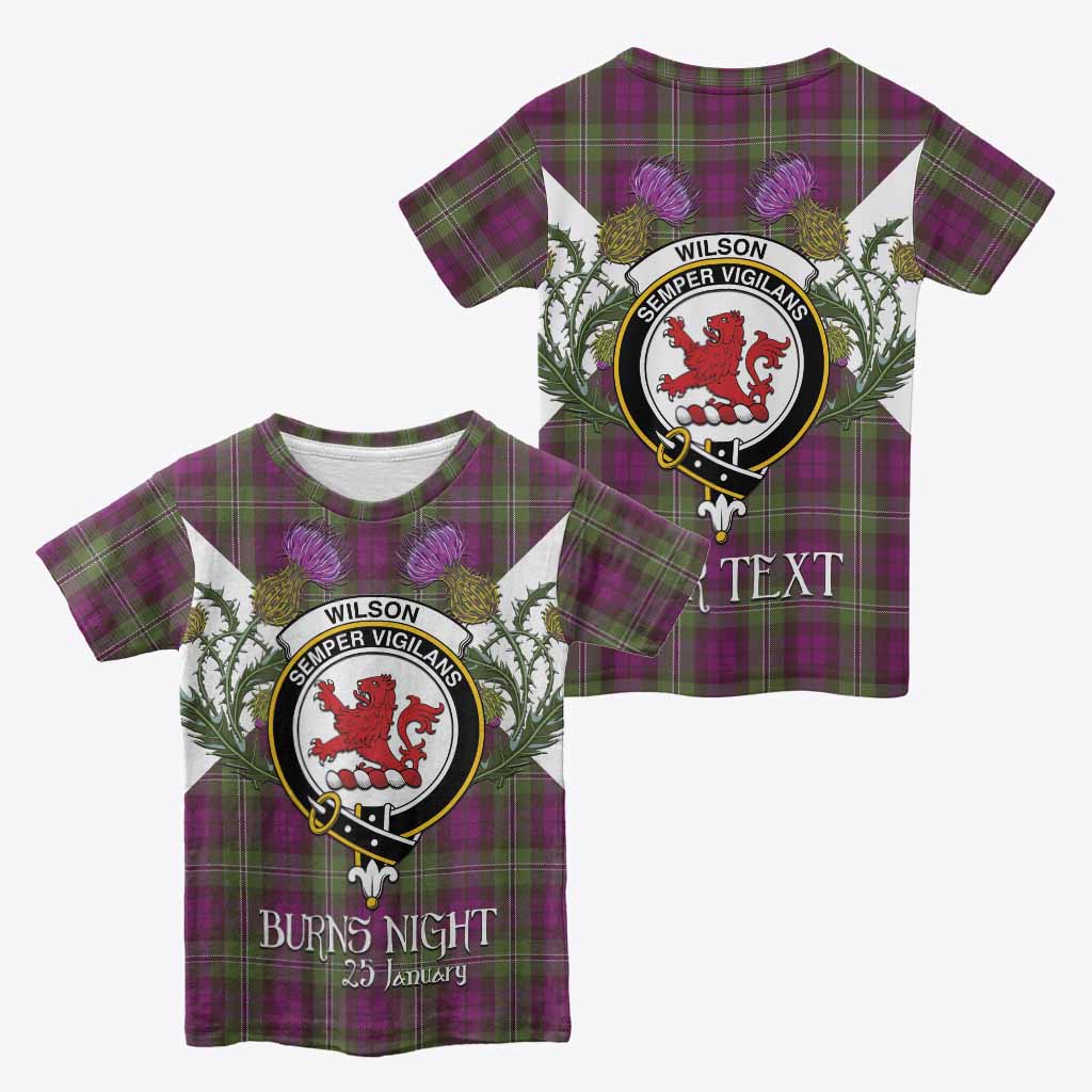 Wilson Tartan Family Crest Kid T-shirt Scottish Burns Night Thistle Floral