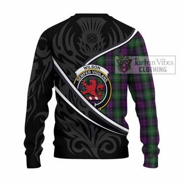 Wilson Tartan Family Crest Knitted Sweater Celtic Scottish Thistle Floral - Tartan Vibes Clothing