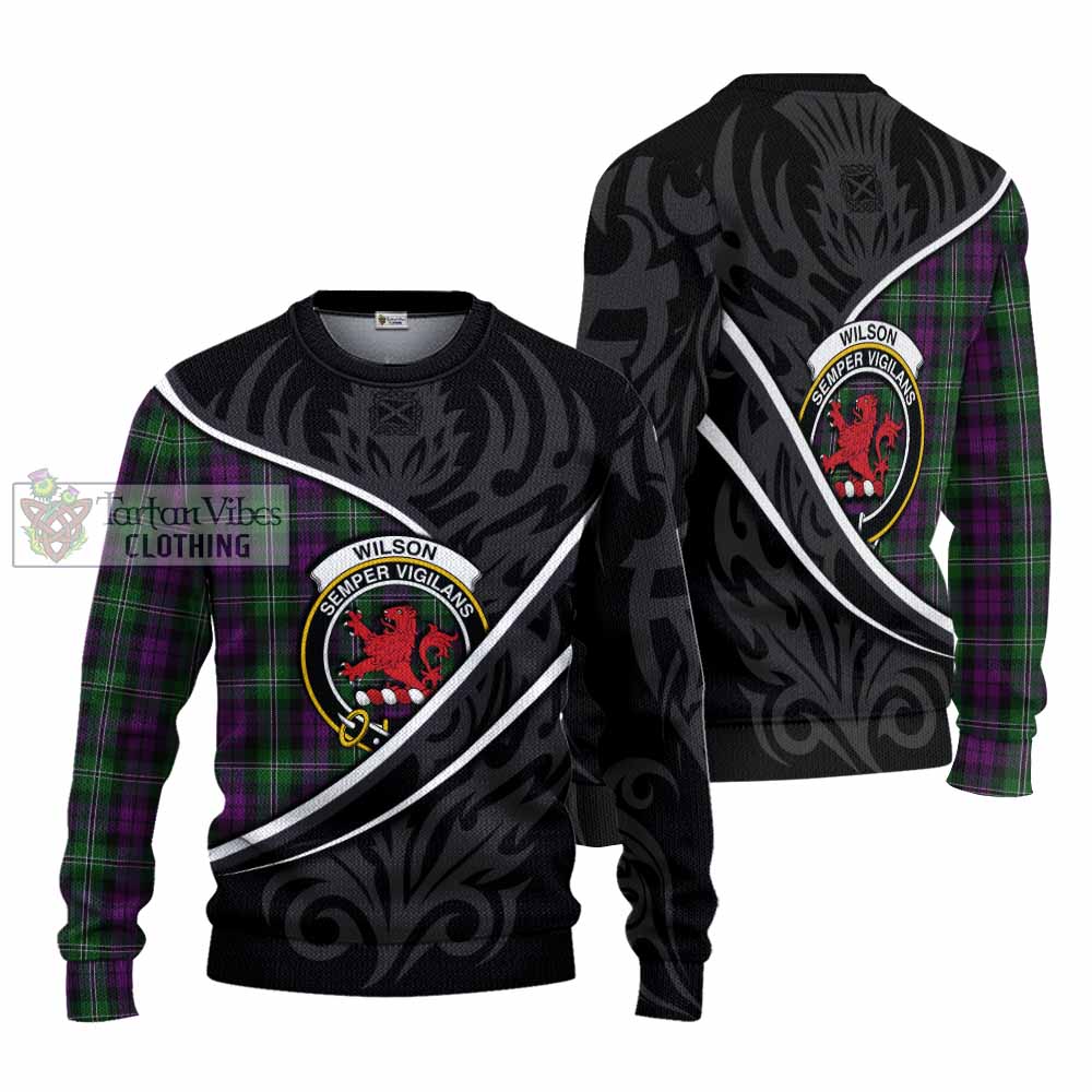 Wilson Tartan Family Crest Knitted Sweater Celtic Scottish Thistle Floral - Tartan Vibes Clothing