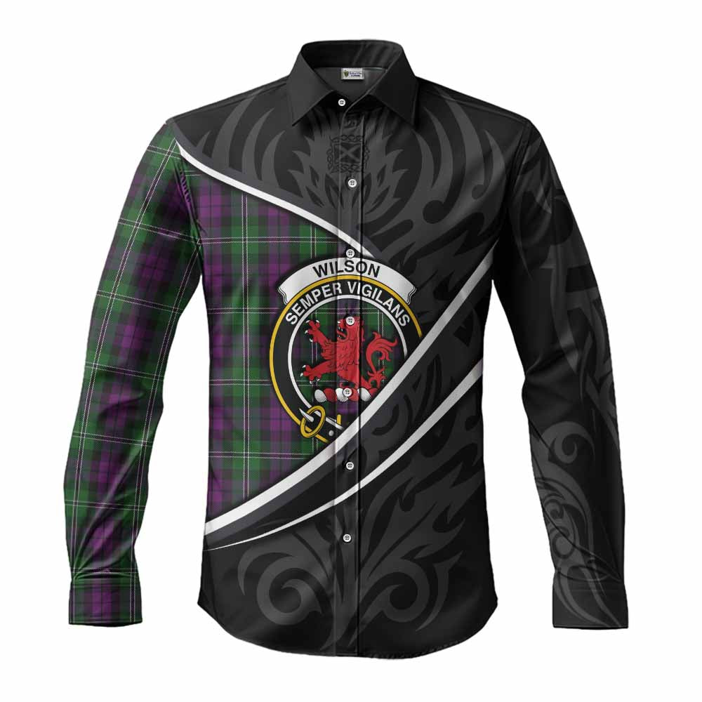 Wilson Tartan Family Crest Long Sleeve Button Shirts Celtic Scottish Thistle Floral - Tartan Vibes Clothing