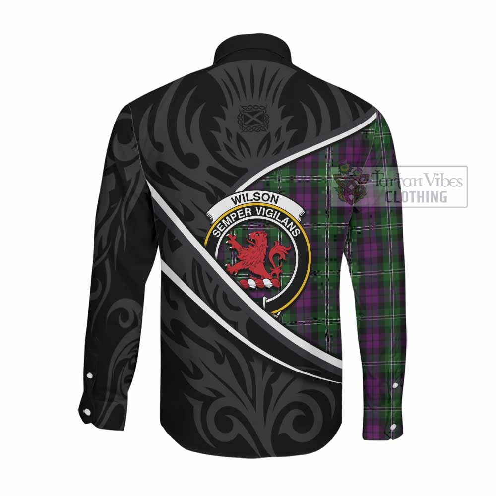 Wilson Tartan Family Crest Long Sleeve Button Shirts Celtic Scottish Thistle Floral - Tartan Vibes Clothing