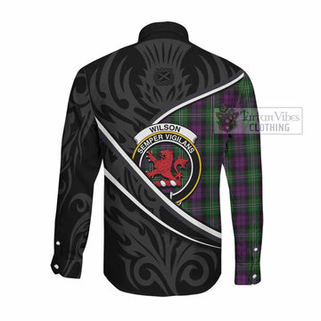 Wilson Tartan Family Crest Long Sleeve Button Shirts Celtic Scottish Thistle Floral - Tartan Vibes Clothing
