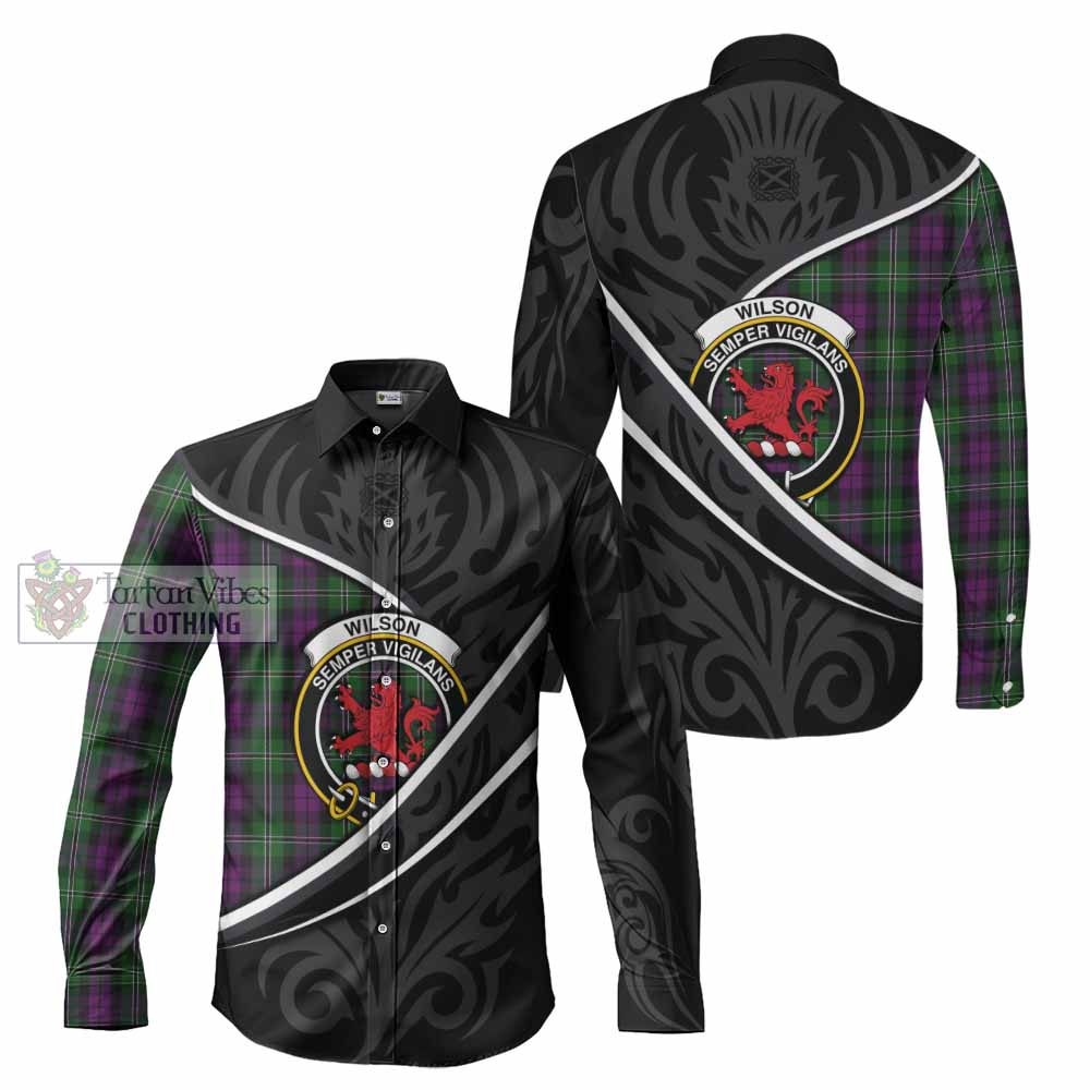 Wilson Tartan Family Crest Long Sleeve Button Shirts Celtic Scottish Thistle Floral - Tartan Vibes Clothing