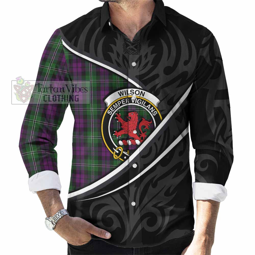 Wilson Tartan Family Crest Long Sleeve Button Shirts Celtic Scottish Thistle Floral - Tartan Vibes Clothing