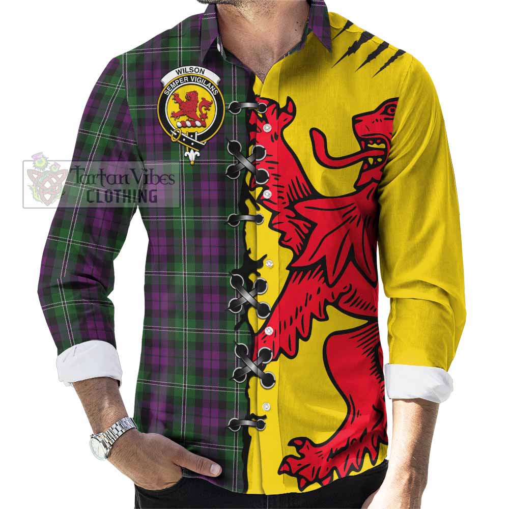 Wilson Tartan Family Crest Long Sleeve Button Shirts Lion Rampant Honor - Tartan Vibes Clothing