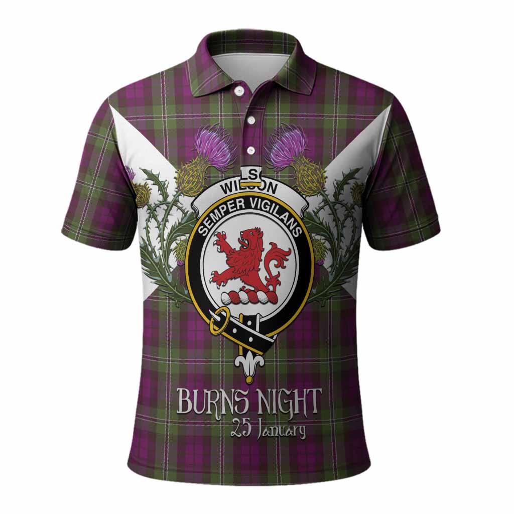 Wilson Tartan Family Crest Polo Shirt Scottish Burns Night Thistle Floral
