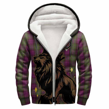 Wilson Tartan Family Crest Sherpa Hoodie Crowned Lion Roaring