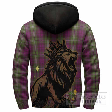 Wilson Tartan Family Crest Sherpa Hoodie Crowned Lion Roaring