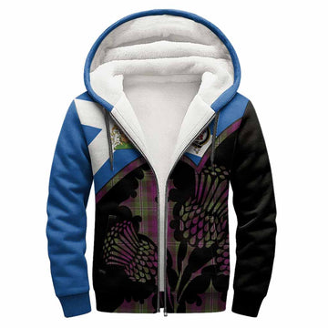 Wilson Tartan Family Crest Sherpa Hoodie Scotland Thistle Floral Flag Style