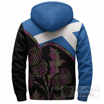Wilson Tartan Family Crest Sherpa Hoodie Scotland Thistle Floral Flag Style