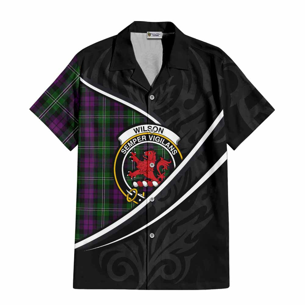 Wilson Tartan Family Crest Short Sleeve Button Shirt Celtic Scottish Thistle Floral - Tartan Vibes Clothing
