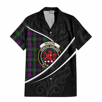 Wilson Tartan Family Crest Short Sleeve Button Shirt Celtic Scottish Thistle Floral - Tartan Vibes Clothing