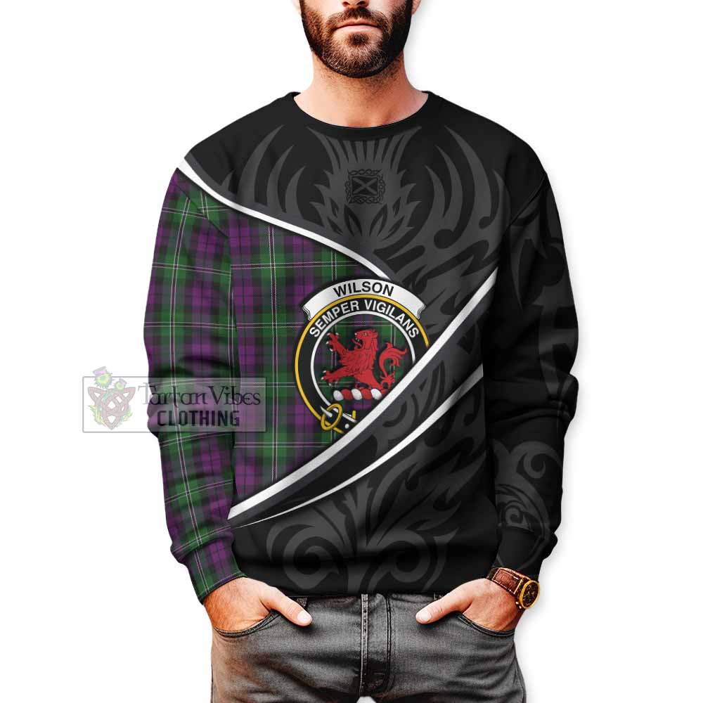 Wilson Tartan Family Crest Sweatshirt Celtic Scottish Thistle Floral - Tartan Vibes Clothing
