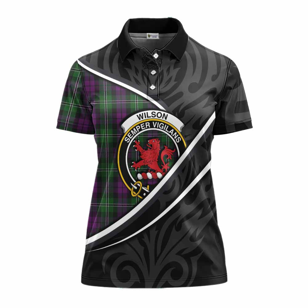 Wilson Tartan Family Crest Women's Polo Shirt Celtic Scottish Thistle Floral - Tartan Vibes Clothing