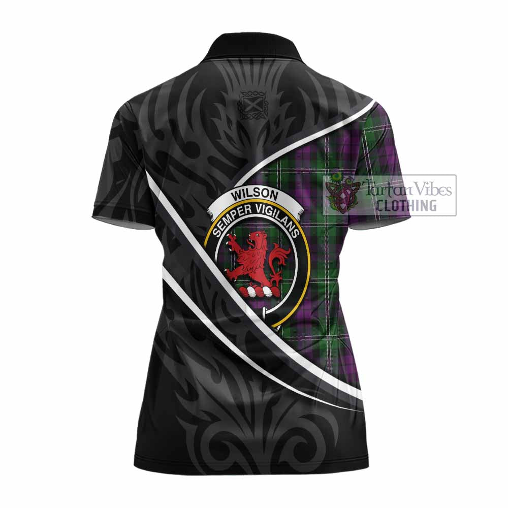 Wilson Tartan Family Crest Women's Polo Shirt Celtic Scottish Thistle Floral - Tartan Vibes Clothing