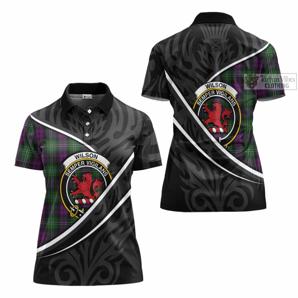 Wilson Tartan Family Crest Women's Polo Shirt Celtic Scottish Thistle Floral - Tartan Vibes Clothing