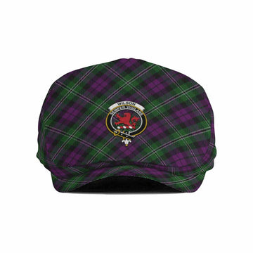 Wilson Tartan Flat Cap, Jeff Cap Cross Style with Family Crest