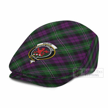 Wilson Tartan Flat Cap, Jeff Cap Cross Style with Family Crest