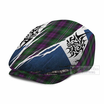 Wilson Tartan Flat Cap, Jeff Cap Scotland Flag Ripped Tribal Design