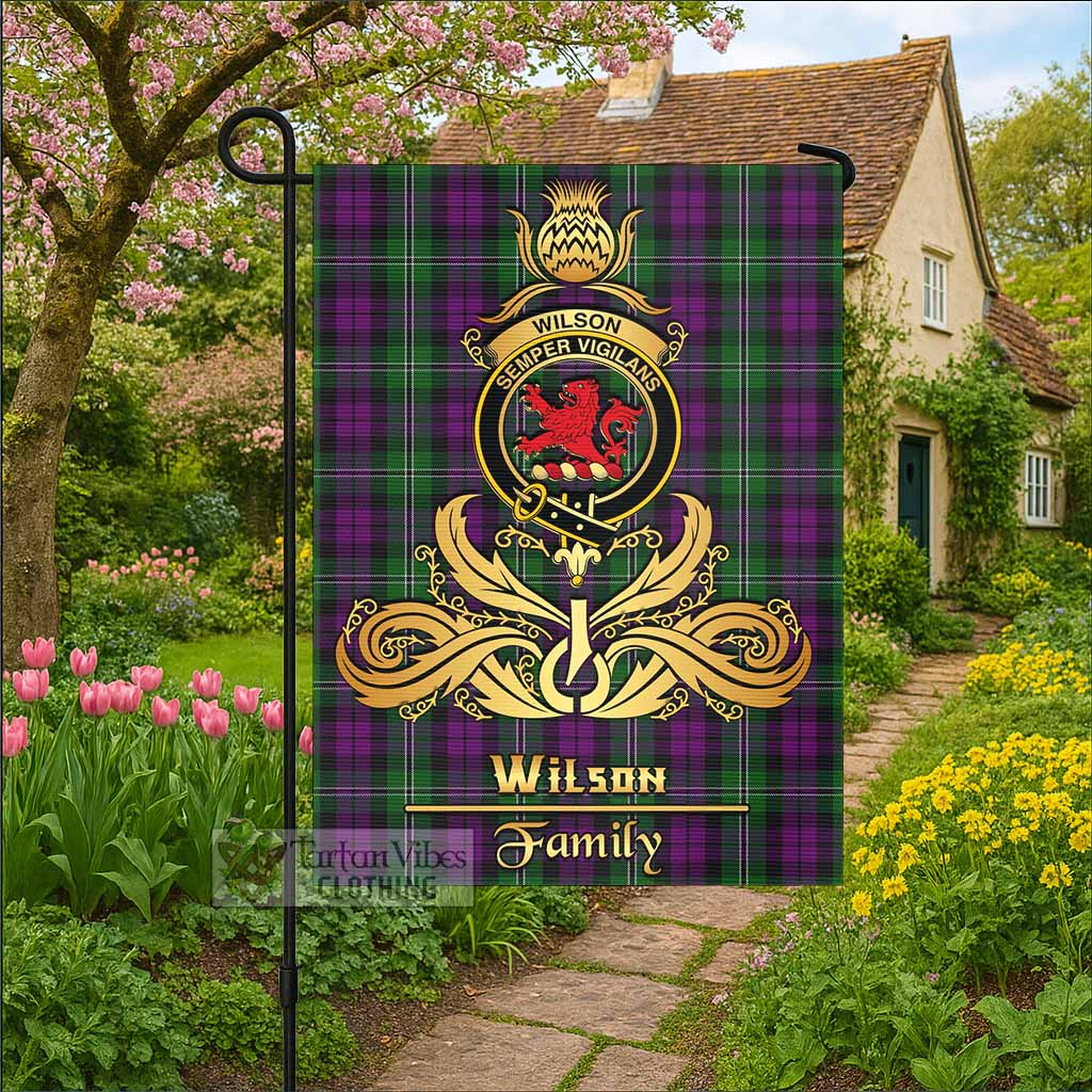 Wilson Tartan Garden Flag with Highland Thistle Cherish Family Crest Style - Tartan Vibes Clothing