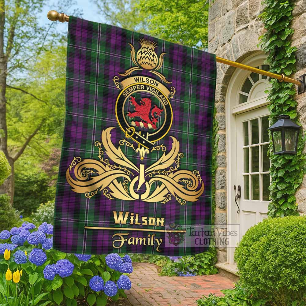 Wilson Tartan Garden Flag with Highland Thistle Cherish Family Crest Style - Tartan Vibes Clothing