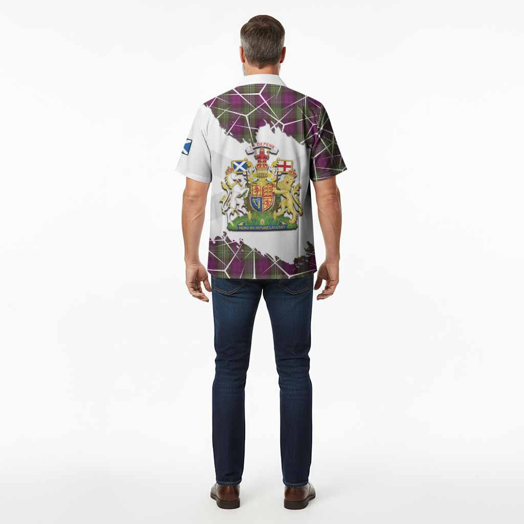 Wilson Tartan Hawaiian Shirt with Family Crest and Lion Rampant Grunge Style