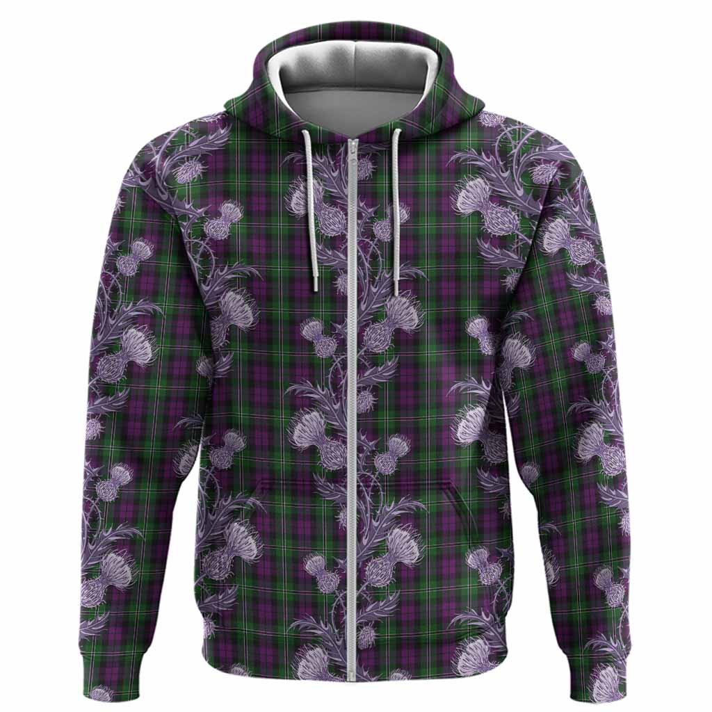 Wilson Tartan Hoodie Seamless Scottish Thistle Flowers
