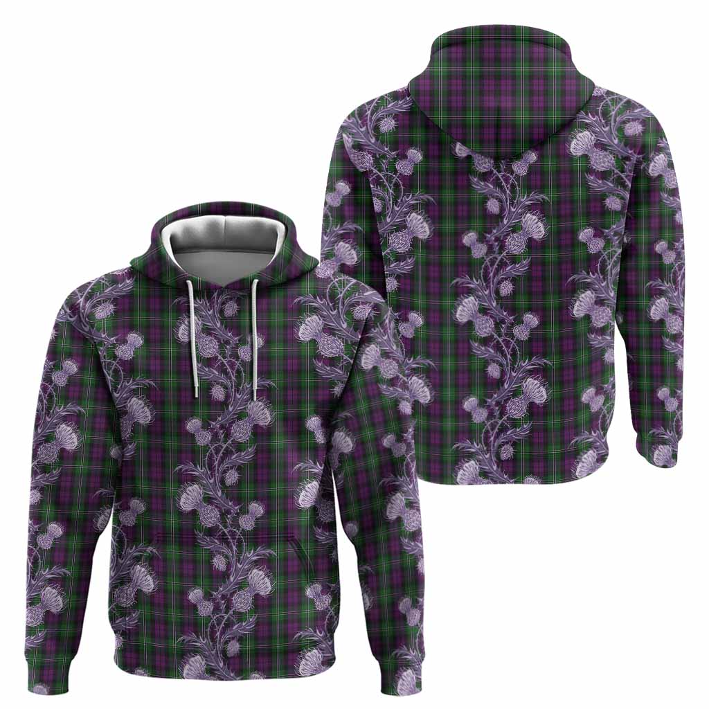 Wilson Tartan Hoodie Seamless Scottish Thistle Flowers