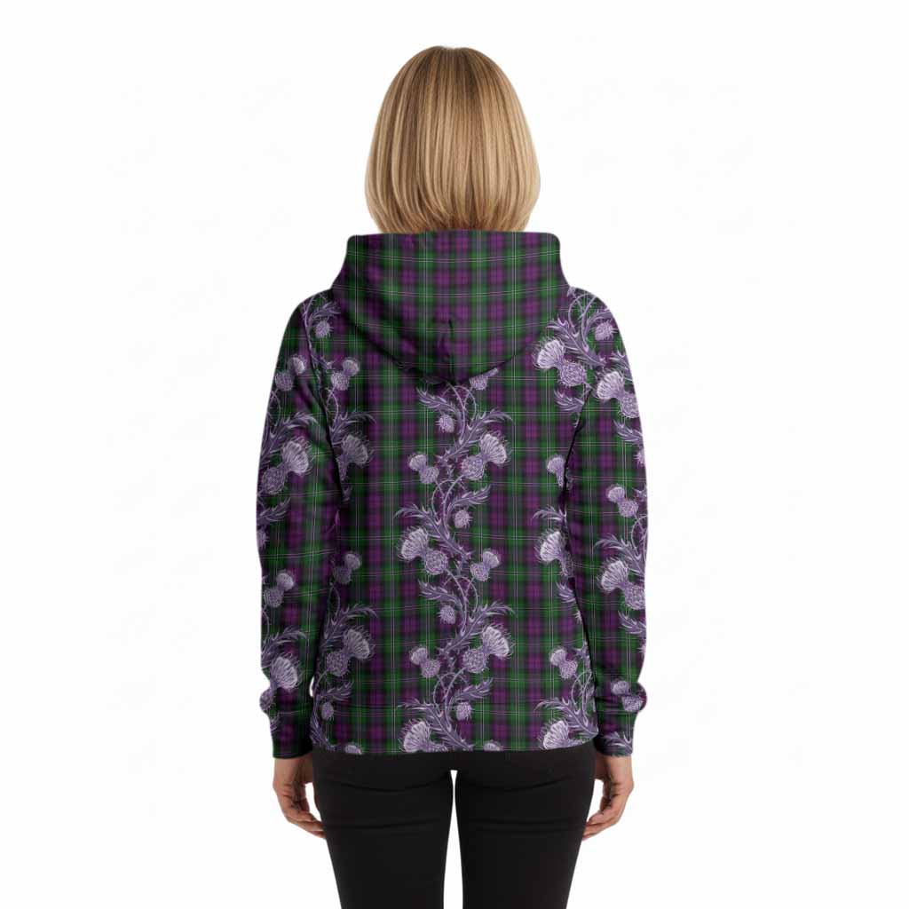 Wilson Tartan Hoodie Seamless Scottish Thistle Flowers