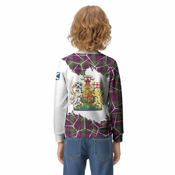 Wilson Tartan Kid Knitted Sweatshirt with Family Crest and Lion Rampant Grunge Style